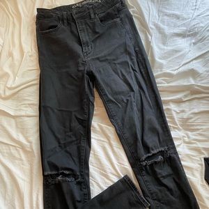 American eagle jeans, black with knee rips